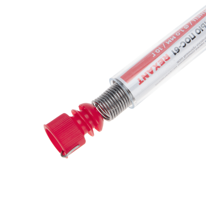 Припой с канифолью ПОС-61, 10 г, 1.0 мм, (олово 61%, свинец 39%) REXANT 09-3101