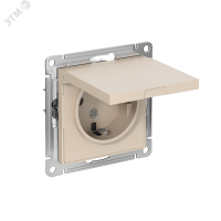 ATLASDESIGN РОЗЕТКА с заземл. со шторк. с крышкой, 16А, IP20, механизм, ПЕСОЧНЫЙ Systeme Electric ATN001246