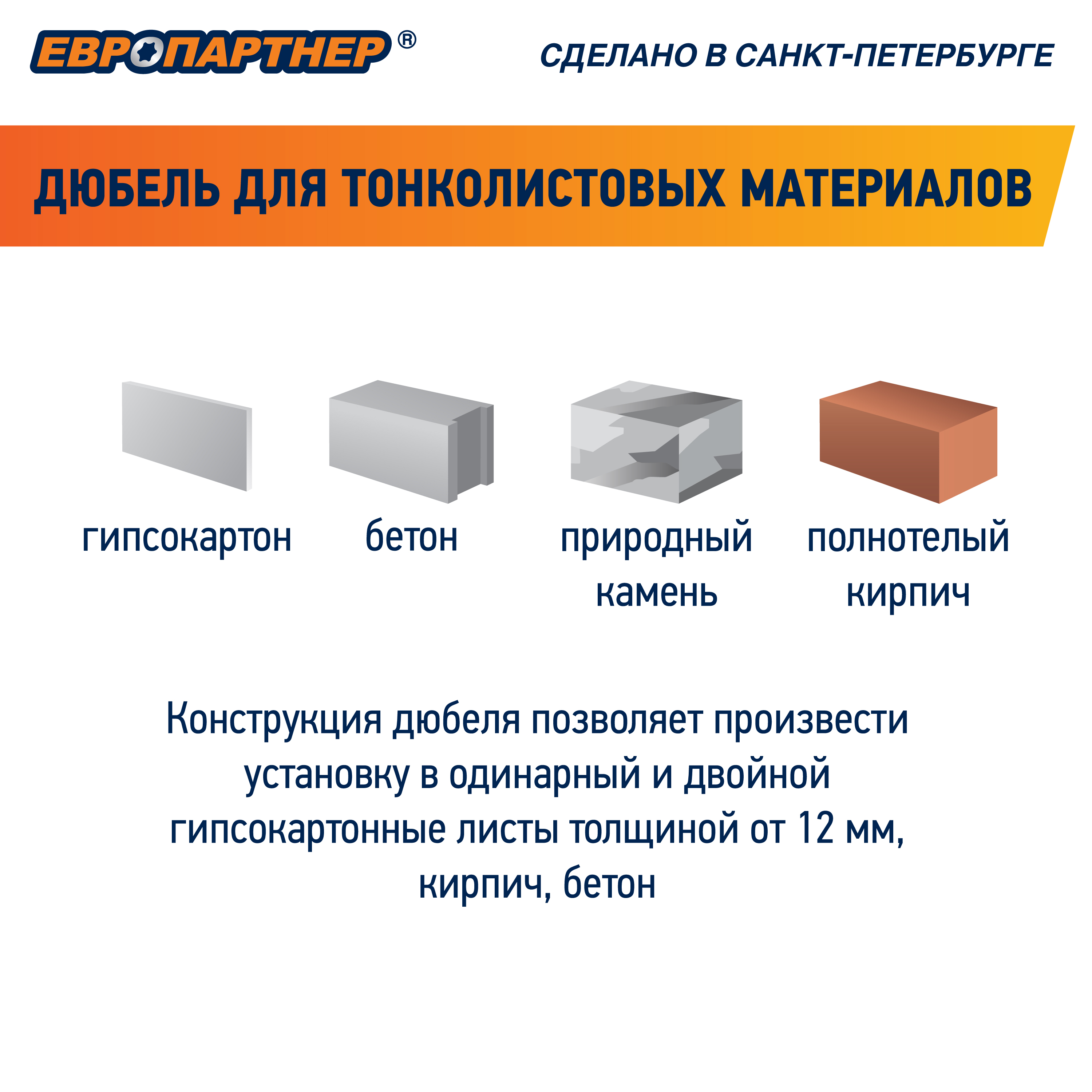 Анкер для тонколистовых материалов PLA 10х50 с    шурупом (60шт) Европартнер 86911