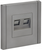 FORTE&PIANO Розетка компьютерная двойная RJ45 кат.5E FP533 сталь IEK FP-K20-1-K46