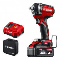 Гайковерт бесщеточный ударный 20 В, 500 Н·м, 1 АКБ LMS 4 А·ч, сумка ЗУБР ГБУ-500-41