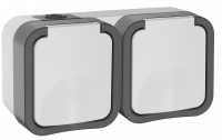 Розетка 2-местная горизонтальная TORS 16А IP55 белый IEK TS-R26-16-55-G-K41