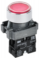 Кнопка LA167-BAF42 d=22мм 1р красная IEK BBT20-BAF42-2-22-67-K04