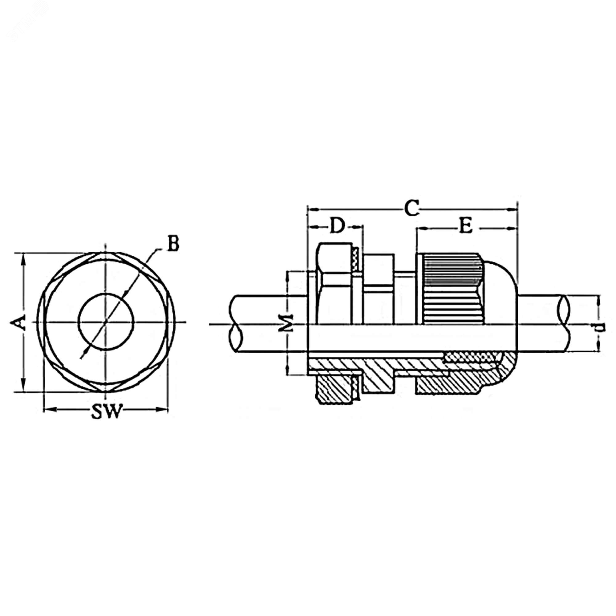 Сальник PG-13.5 диаметр кабеля 6-12 IP68 DKC 52800