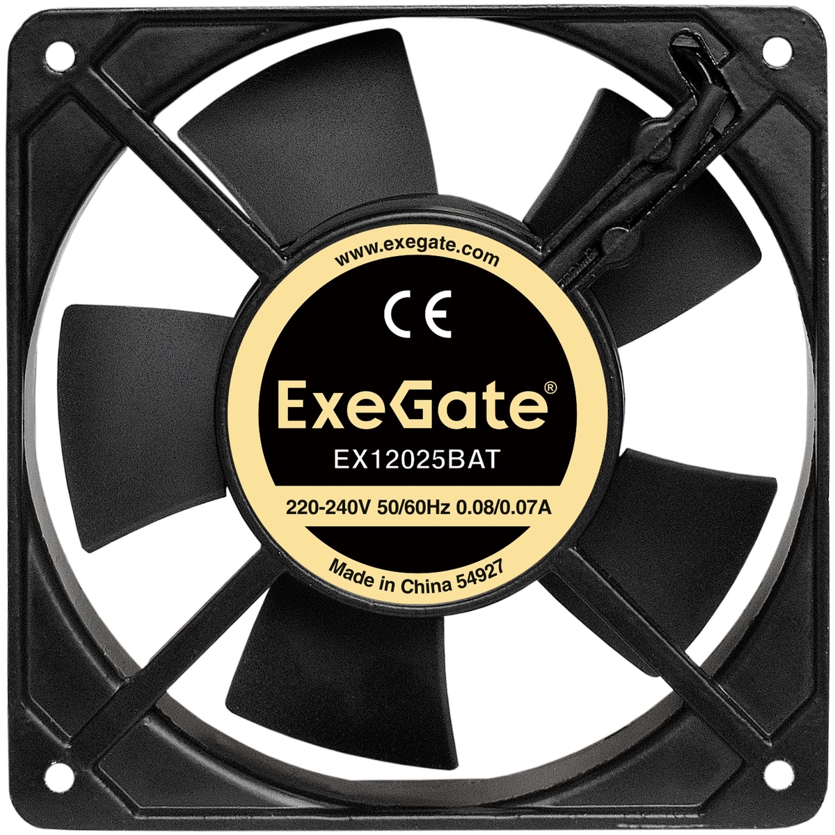 Вентилятор для корпуса 220В AC, 120x120x25 мм, клеммы, 2200RPM, 32dBA, двойной шарикоподшипник ExeGate EX289014RUS