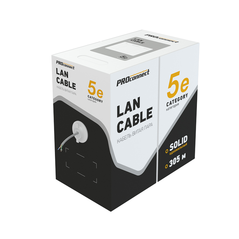 Витая пара PROconnect U/UTP 4PR 24AWG CAT5e бухта 305м REXANT 01-0052