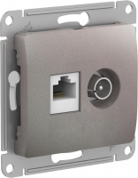 GLOSSA РОЗЕТКА двойная ТВ + компьютерная RJ45, кат. 5Е, ПЛАТИНА Systeme Electric GSL001289