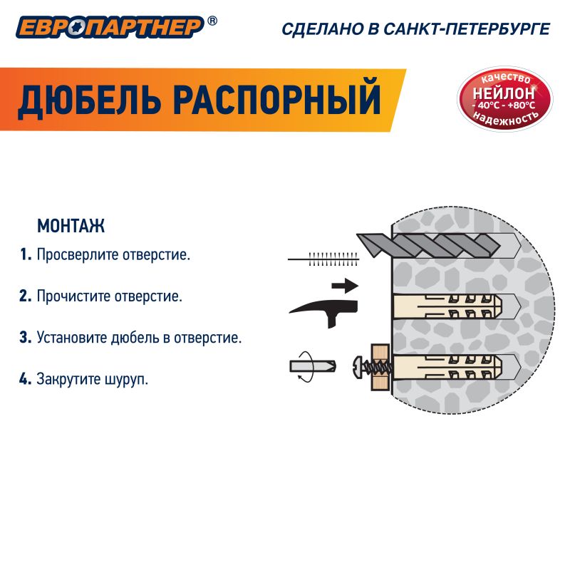 Дюбель нейлоновый PND-12 12х60мм (25шт) Европартнер 76082057