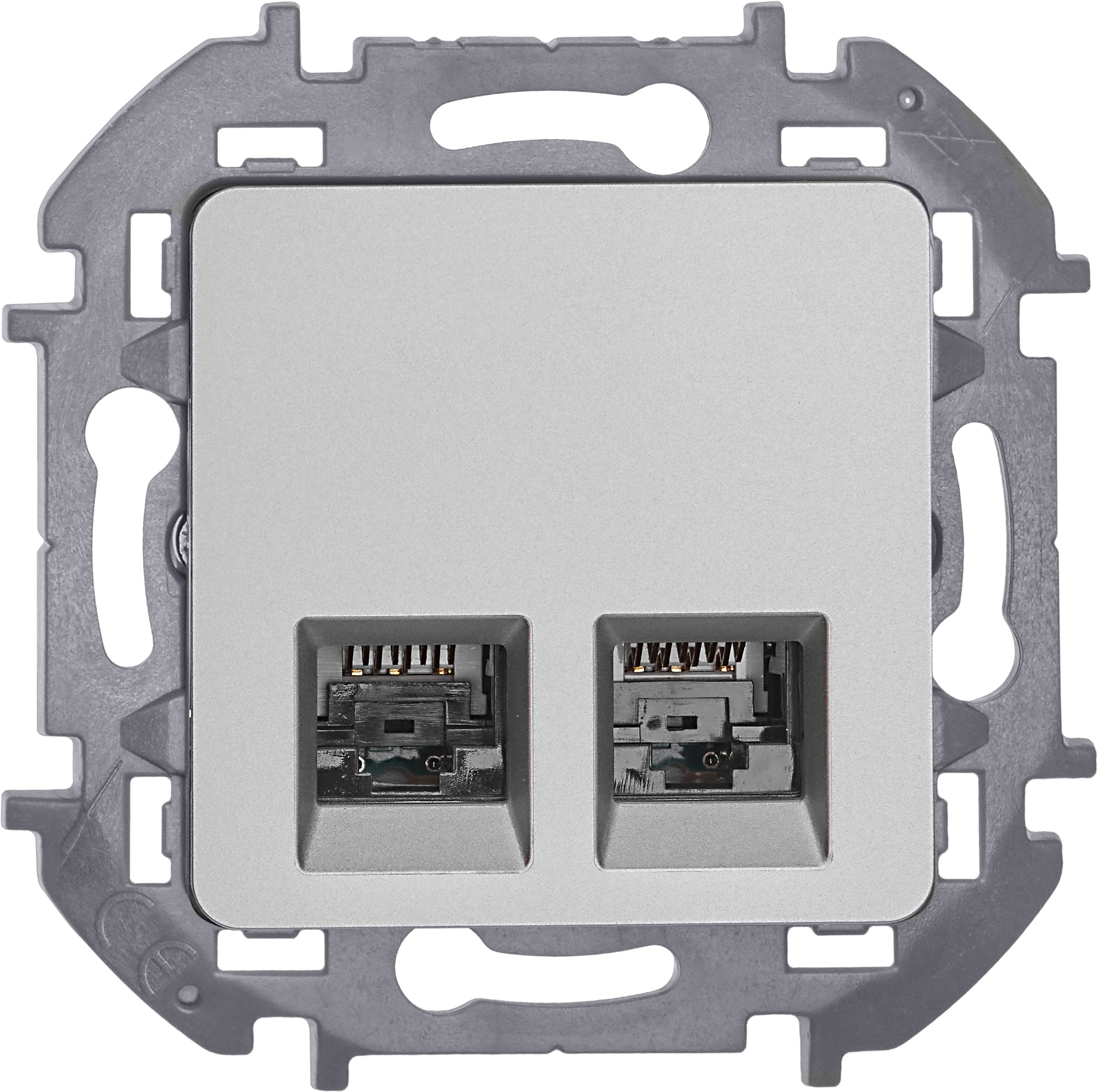 Розетка компьютерная двойная RJ45 категория 5Е UTP алюминий INSPIRIA IEK 673837