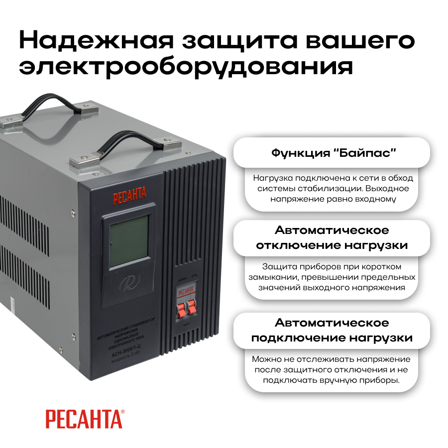 Стабилизатор АСН-3000/1-Ц Р Ресанта 63/6/5