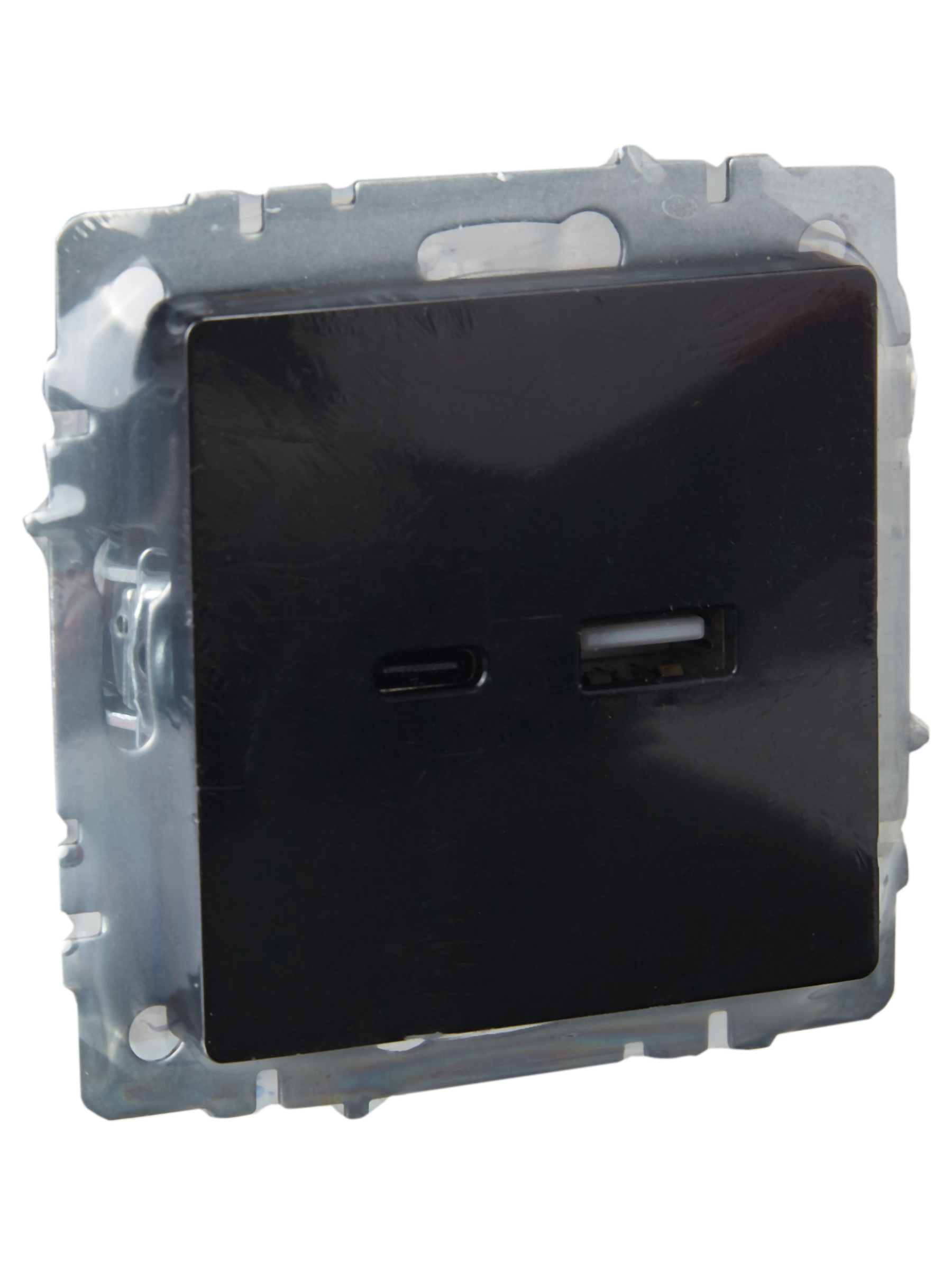 BRITE Розетка USB A+C 18Вт РЮ11-1-БрЧ черный IEK BR-U22-018-K02