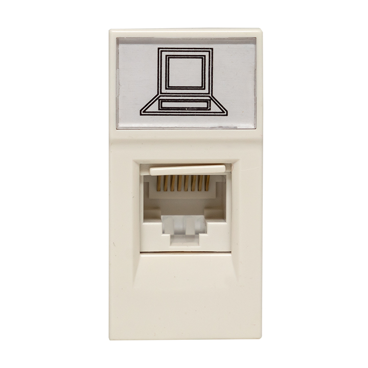 Розетка RJ45, категории 5e (ширина 1 модуль) EKF E1MK015E-135-10