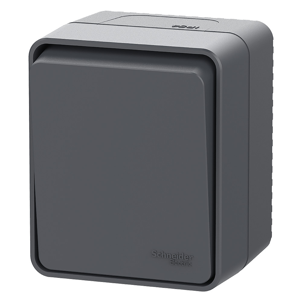 AtlasDesign PROFI IP54 О/У 1-клавишный кнопочный ВЫКЛЮЧАТЕЛЬ 10 АХ, АНТРАЦИТ Systeme Electric ATN544015