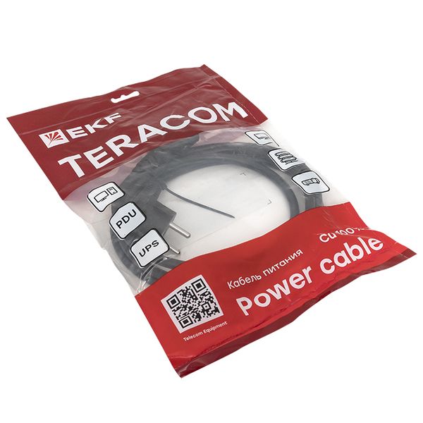 Кабель питания TERACOM для PDU IEC 60320 C13 - CEE 7/7 (Schuko) сечение 3x1.5мм2 250В 10A длина 2.0 метра EKF TRC-PCA-C13-SH-2M