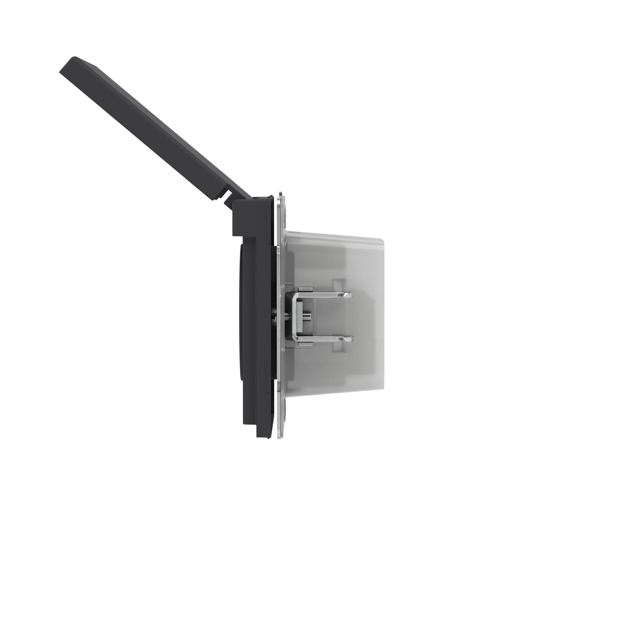 Розетка силовая, 2P+E, с з/ш, с крышкой, IP44, KANT, черный уголь DKC 7012013