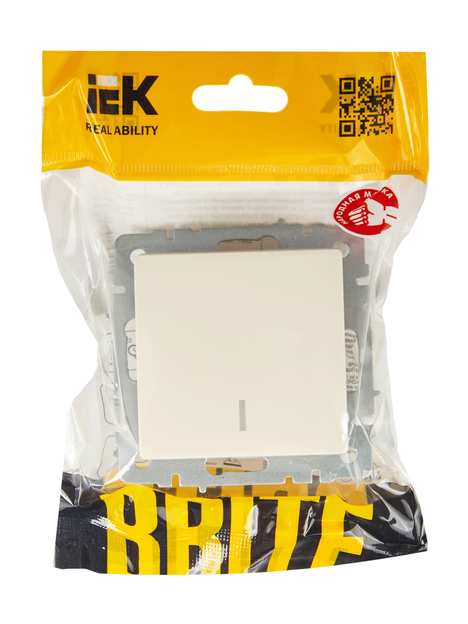 BRITE Выключатель одноклавишный с индикацией 10А ВС10-1-1-БрКр бежевый IEK BR-V10-1-10-K10