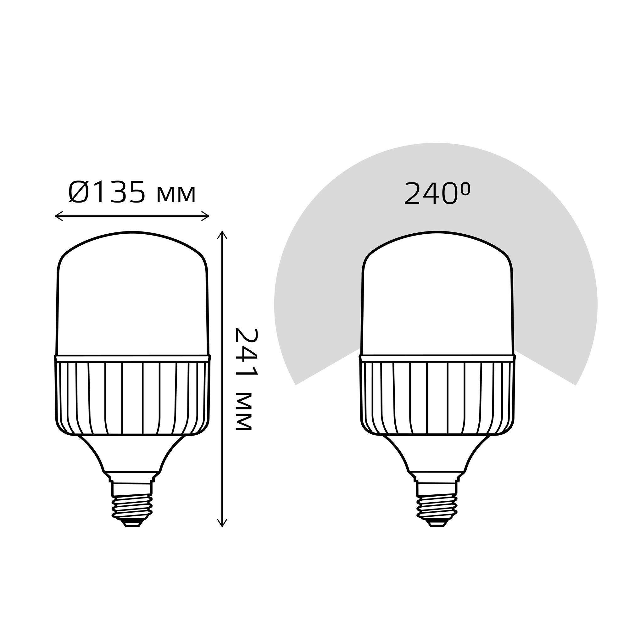 Лампа светодиодная LED 80 Вт 7200 лм 4000К цилиндр Т140 нейтральный E40 AC 220В Elementary GAUSS 63428