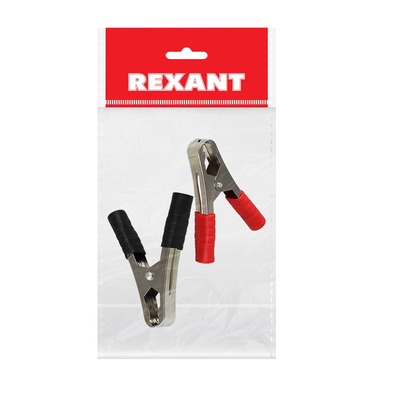 Зажим крокодил, длина 105 мм, ток 100A, 2 шт., пакет БОПП, REXANT 16-0019-1-9