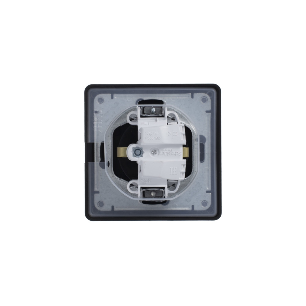 GLOSSA Розетка с заземлением со шторками с крышкой алюминий  в сборе IP44 Systeme Electric GSL000348