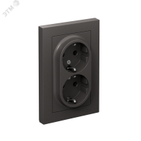 ATLASDESIGN РОЗЕТКА двойная с заземлением, 16А, в сборе, БАЗАЛЬТ Systeme Electric ATN001424
