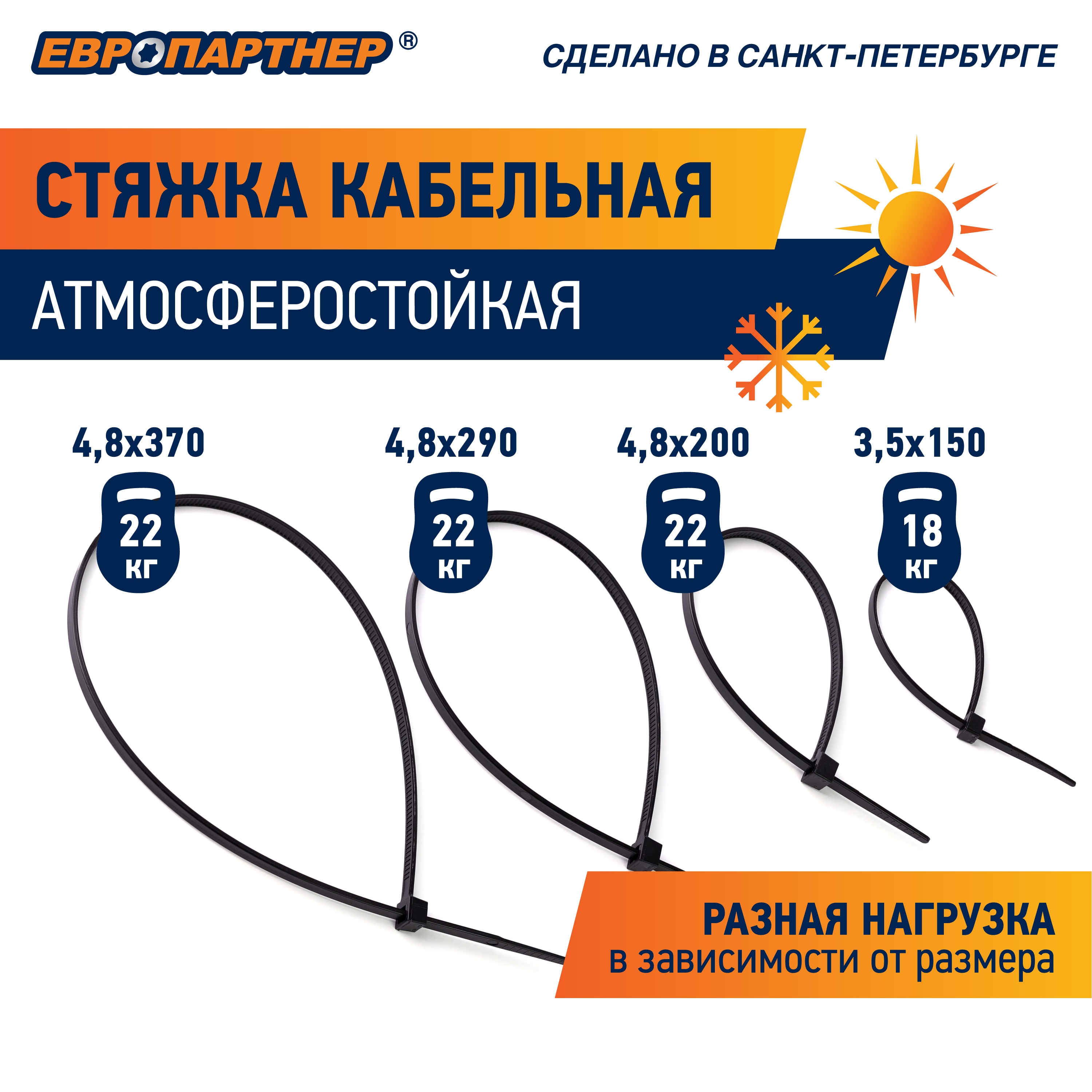 Стяжка кабельная PRNS 200х4,8 черная атмосферостойкая (80 шт) Европартнер 3 6002 9