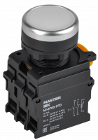 Кнопка с подсвет. и фикс. d=22мм 1NO+1NC белая MASTER IEK MI-BT60-11TD-3-11-K01