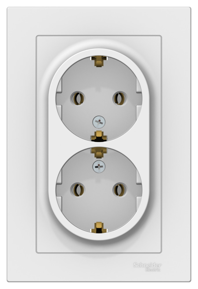 ATLASDESIGN РОЗЕТКА двойная с заземлением, 16А, в сборе, ЛОТОС Systeme Electric ATN001324