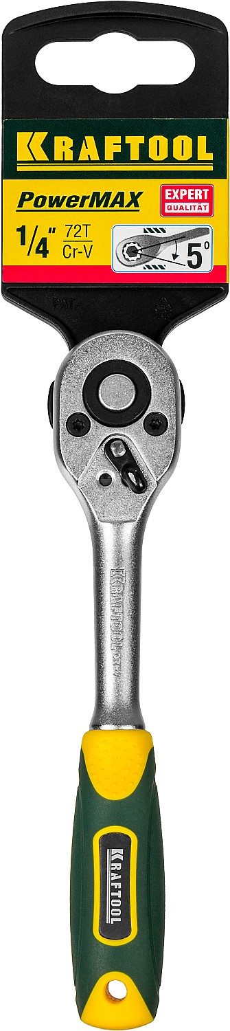Трещотка для торцовых головок ''EXPERT'', Сr-V сталь, 72 зубца, 1/4'' KRAFTOOL 27791-1/4_z02