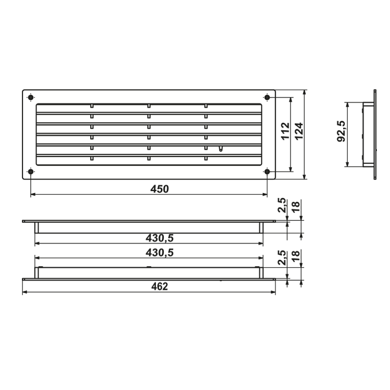 Решетка вентиляционная вытяжная 45 w/n ZERNBERG 10226881 00-022688  