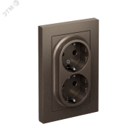 Розетка ATLASDESIGN двойная с заземлением 16А в сборе мокко Systeme Electric ATN000624