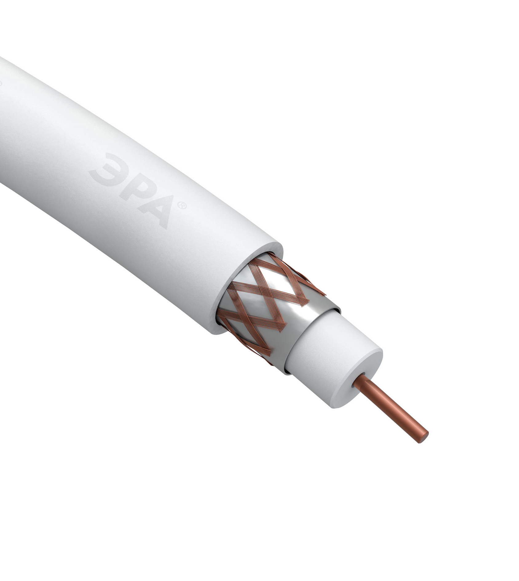 Кабель коаксиальный RG-6U 75 Ом Cu,  оплётка Cu 64% PVC белый 100м R-64-PVC100 ЭРА Б0044603