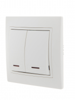 MIRA Выключатель двухклавишный с подсветкой белый с белой вставкой Lezard 701-0202-112
