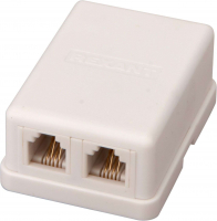 Розетка телефонная внешняя, 2 порта UTP, RJ-14    (6P4C), CAT 3 (50шт/уп) REXANT 03-0002