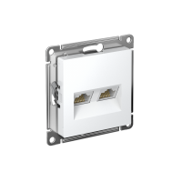 Розетка ATLASDESIGN двойная компьютерная RJ45+RJ45 категория 5E механизм белый Systeme Electric ATN000185