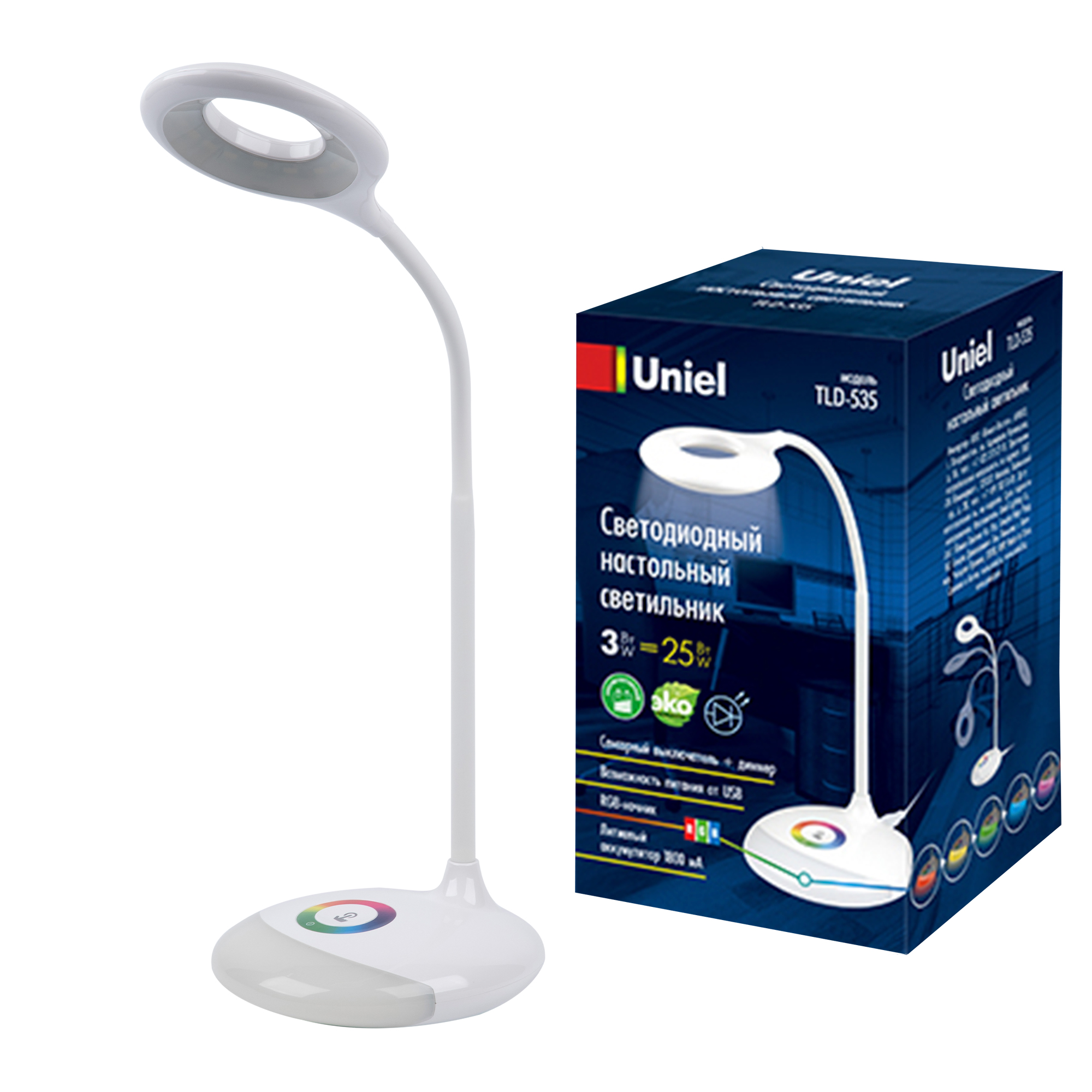 Светильник настольный TLD-535 White LED 250Lm 5500K Dimmer Uniel UL-00001496