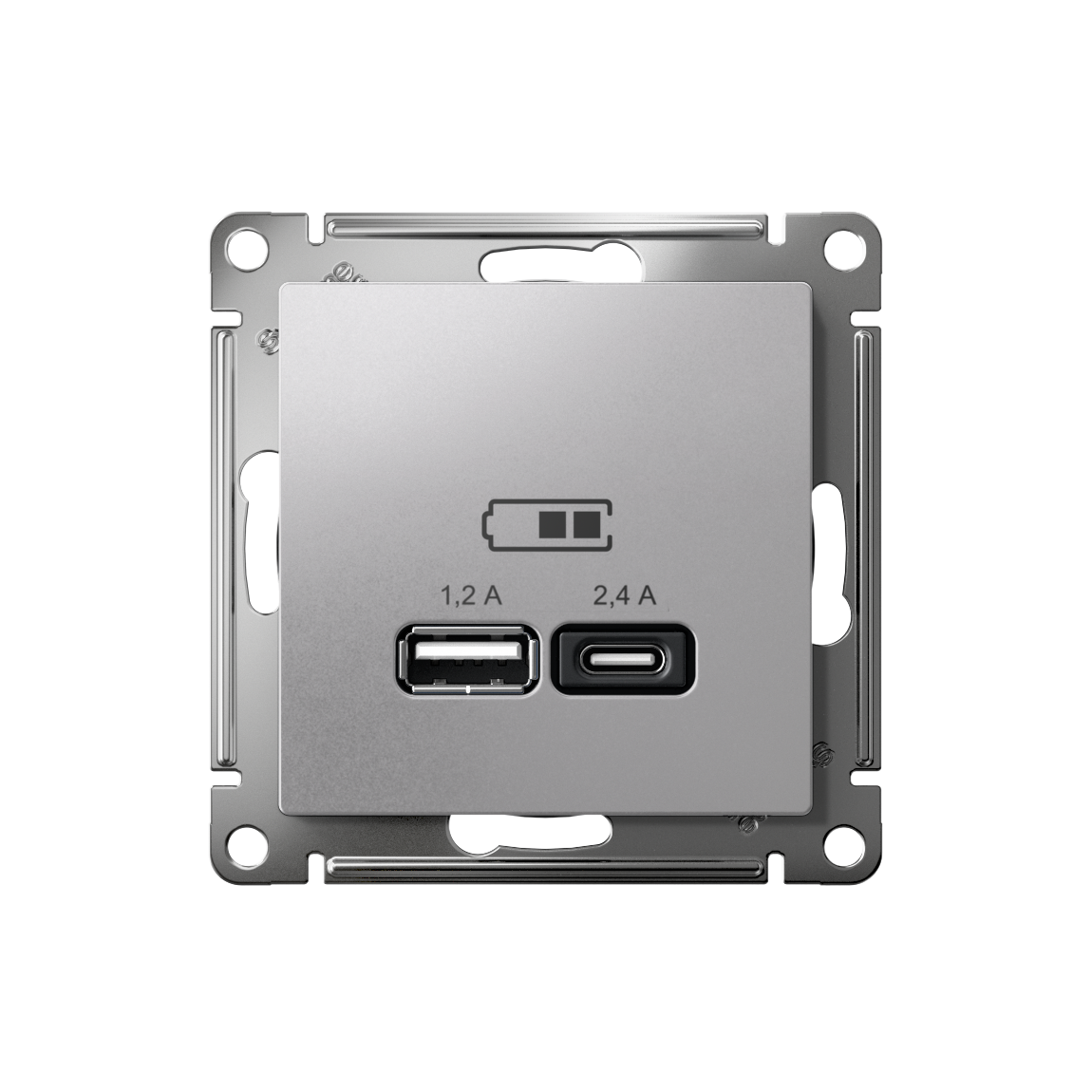 РОЗЕТКА USB ATLASDESIGN A+С, 5В/2,4А, 2х5В/1,2А, механизм, АЛЮМИНИЙ Systeme Electric ATN000339