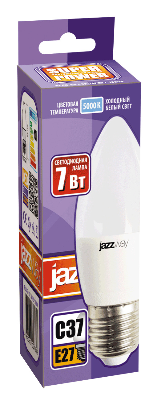 Лампа светодиодная LED 7Вт E27 560Лм 230V/50Hz холодный матовая свеча SP JazzWay 1027849-2