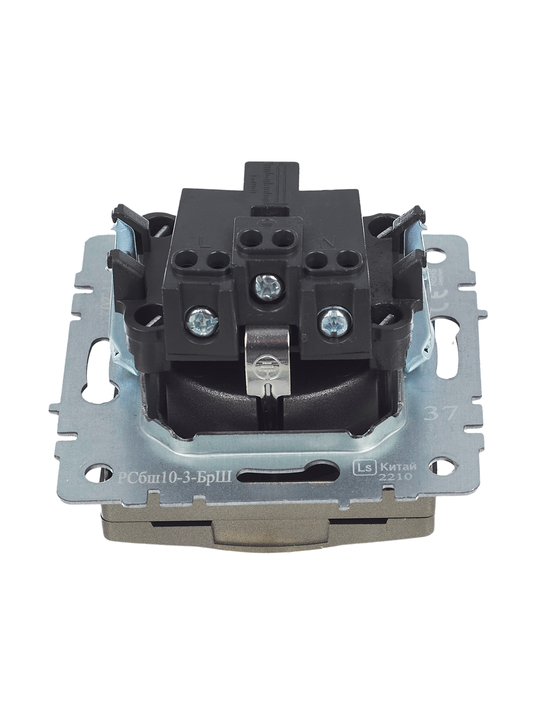 BRITE Розетка с заземлением с защитными шторками и крышкой 16А IP20 РСбш10-3-БрШ шампань IEK BR-R16-16-K37