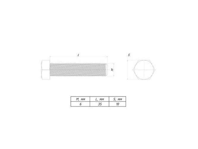 Болт шестигранный М6х35 DIN 933 EKF b6grm6x35