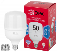 Лампа светодиодная LED 50 Вт 4900Лм 6500К T100 холодный E27/E40 (переходник) 150-275В LED POWER T100-50W-6500-E27/E40 Red Line ЭРА Б0063829
