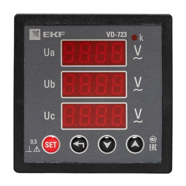 Вольтметр цифровой VD-723 на панель (72х72) трехфазный PROxima EKF vd-723