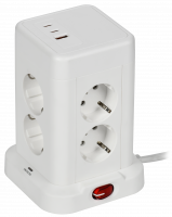 DOMINIC Удлинитель У08K 8 мест 2P+PE 1,5м 3х1,0мм2 16А/250В USB A+C 20Вт белый IEK DN-YP30-16-08-01-ZKU-K01