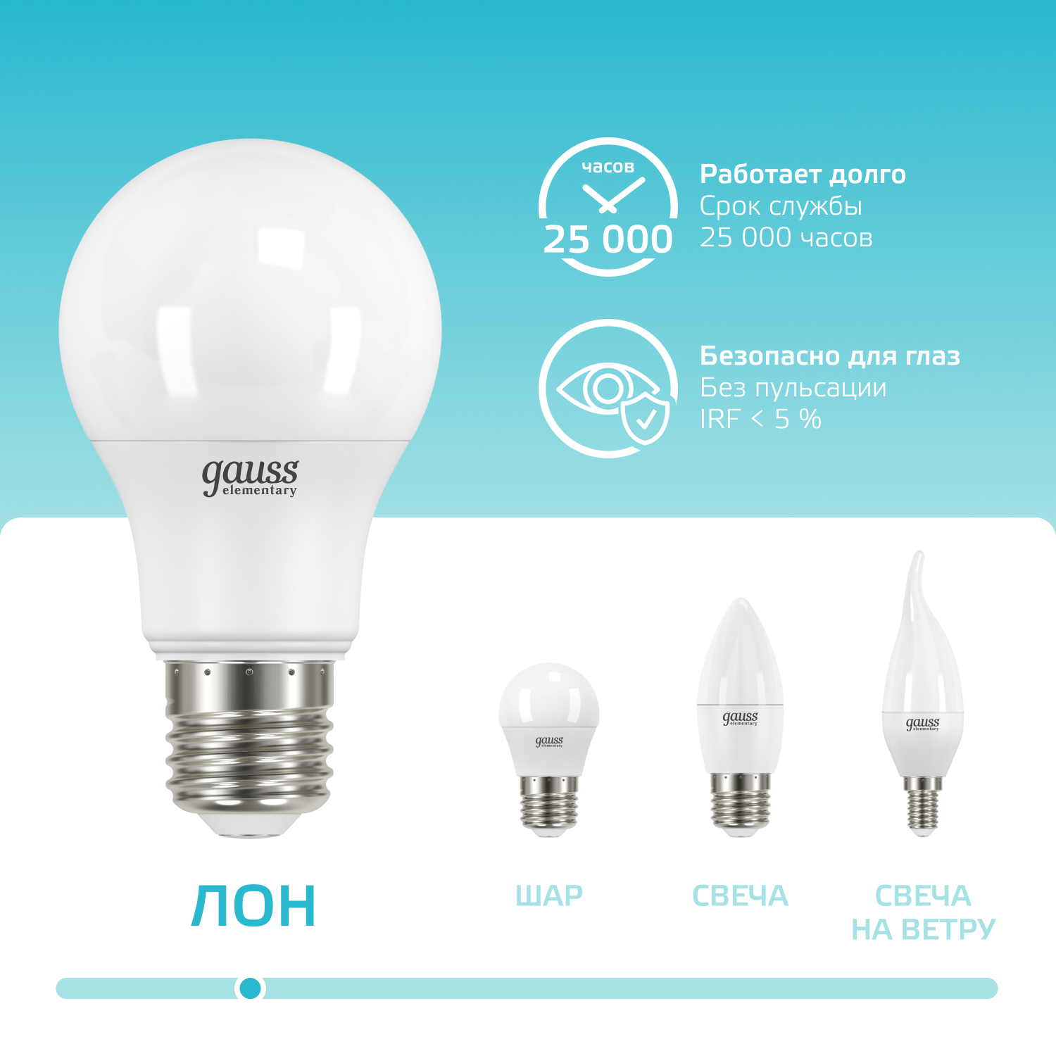 Лампа светодиодная LED 12 Вт 1150 лм 4100К AC180-240В E27 А60 (груша) нейтральный Elementary GAUSS 23222