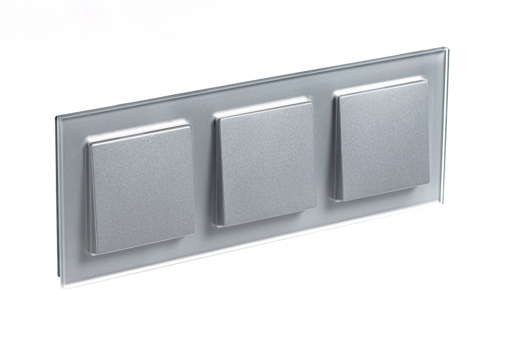 Рамка трехпостовая ATLASDESIGN NATURE, СТЕКЛО АЛЮМИНИЙ Systeme Electric ATN320303