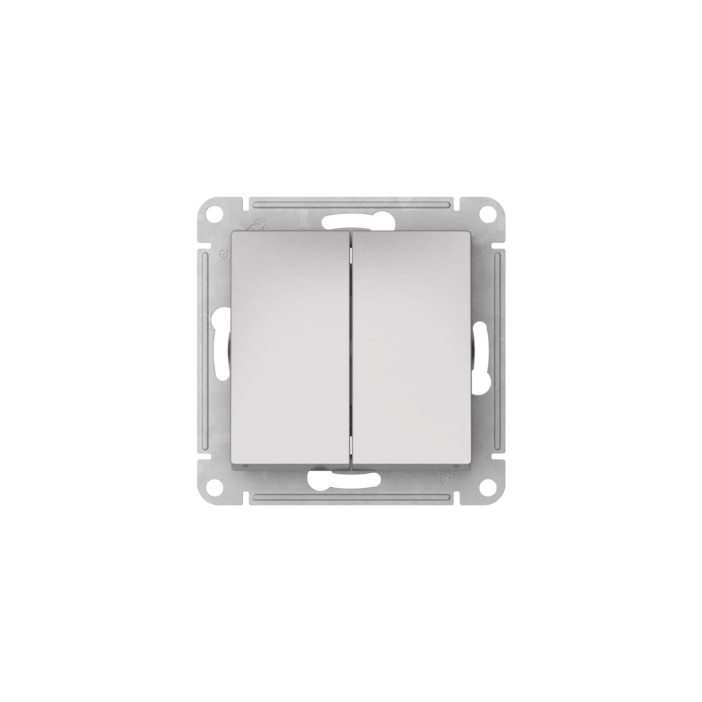 ATLASDESIGN AQUA 2-клавишный ПЕРЕКЛЮЧАТЕЛЬ IP44, сх.6, 10АХ, быстрозажимные клеммы, АЛЮМИНИЙ Systeme Electric ATN440351S