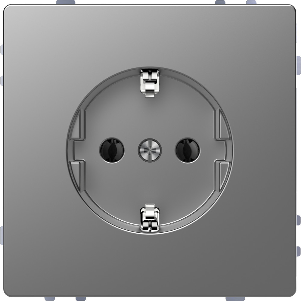 Розетка D-Life 16А с заземляющим контактом без    шторок сталь нержавеющая SD Schneider Electric MTN2301-6036