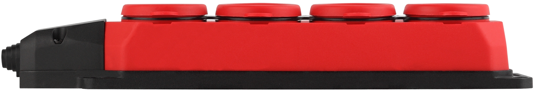 Колодка K-4e-RED-IP44 каучуковая с заземлением 4 розетки 16A IP44 красная ЭРА Б0044553
