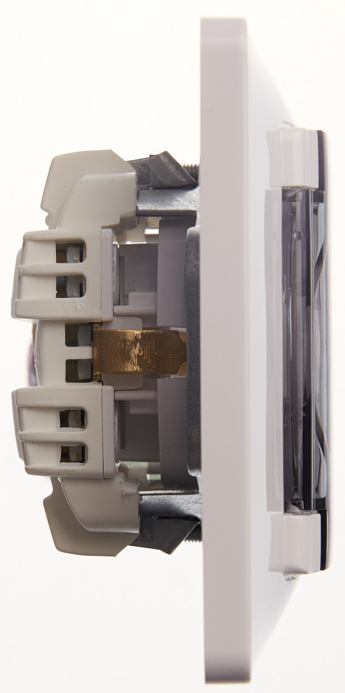 GLOSSA Розетка с заземлением со шторками с крышкой белая в сборе IP44 Systeme Electric GSL000148