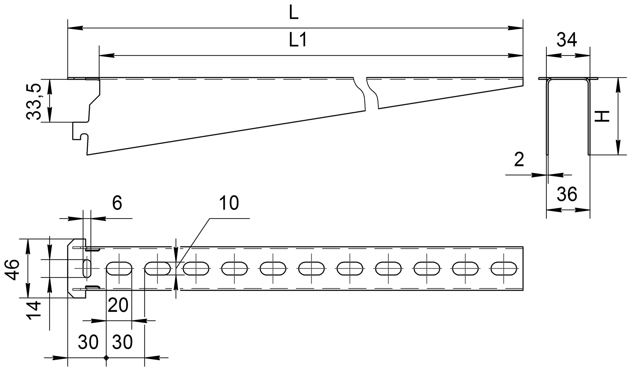 Полка кабельная К1164ц УТ2,5 (L=630мм, s=2,0мм) СОЭМИ Н0112312515