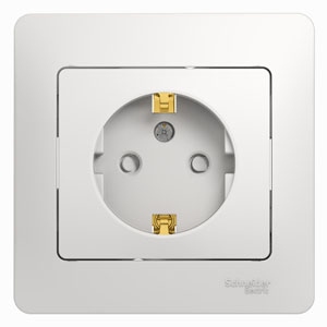 GLOSSA Розетка с заземлением со шторками в сборе белая Systeme Electric GSL000144